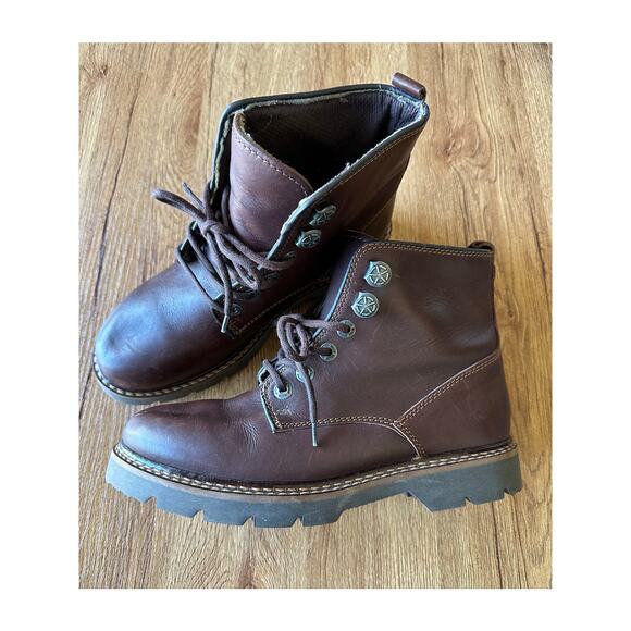 American Eagle Outfitters Vtg Brown Leather Boots Size 9 - Picture 1 of 8